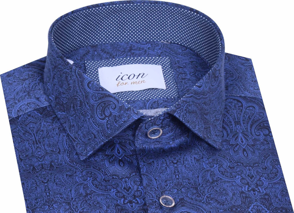 Icon Navy Paisley Print Shirt