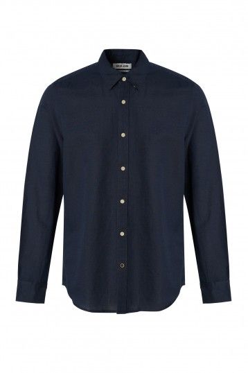 Salsa Linen Blend LS Navy Shirt