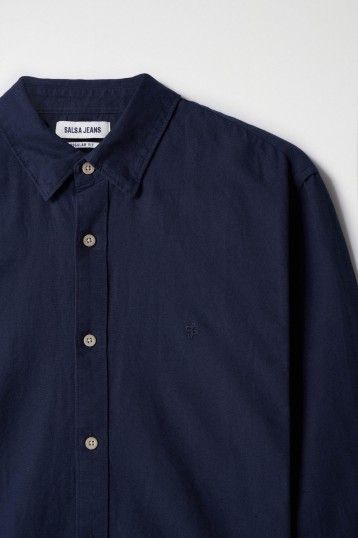 Salsa Linen Blend LS Navy Shirt