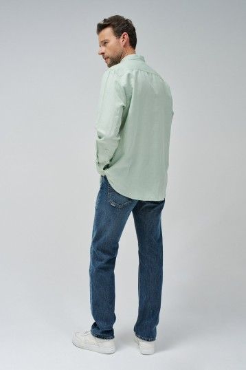 Salsa Linen Blend LS Green Shirt