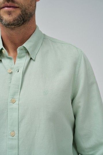 Salsa Linen Blend LS Green Shirt
