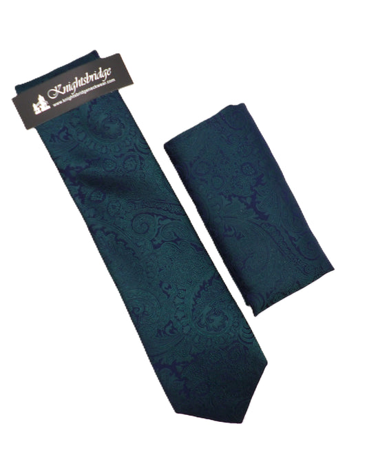 Solid Olive Paisley Tie & Pocket Square