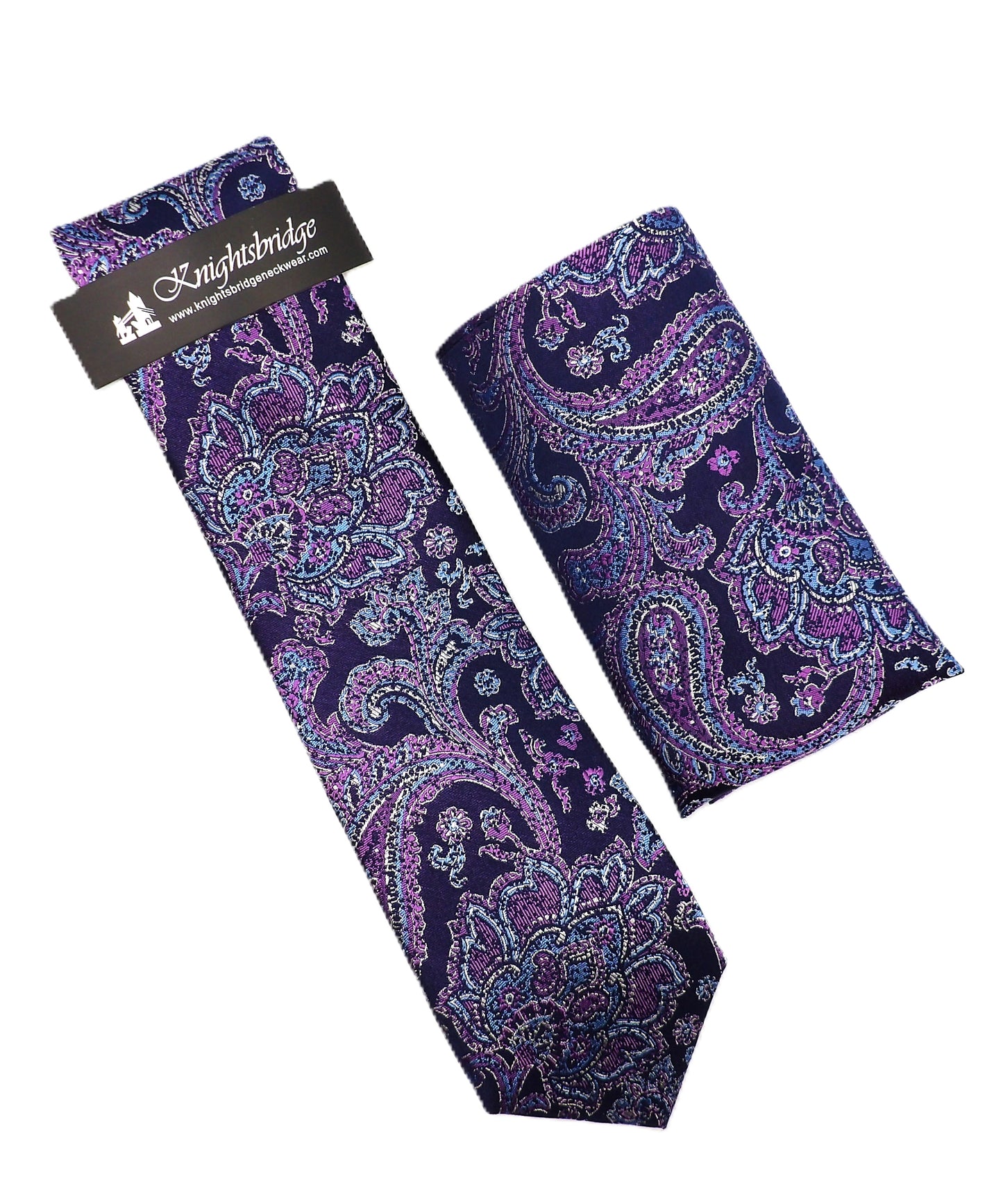 Blue/Purple Paisley Tie & Pocket Square