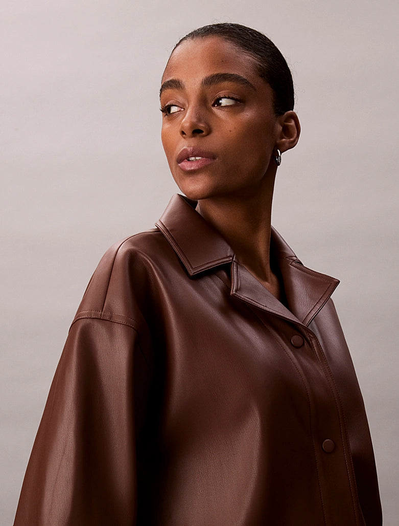 CK Relaxed Faux Leather Shirt