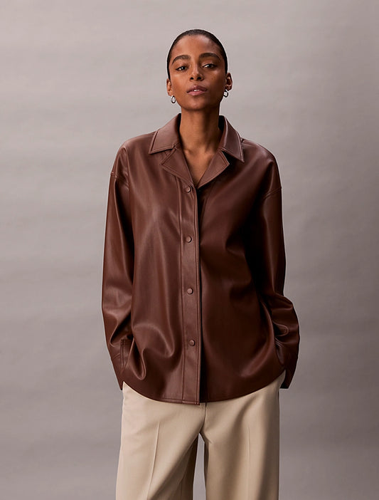 CK Relaxed Faux Leather Shirt