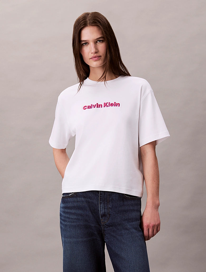 Embroidered Logo Graphic Classic T-Shirt - Brilliant White
