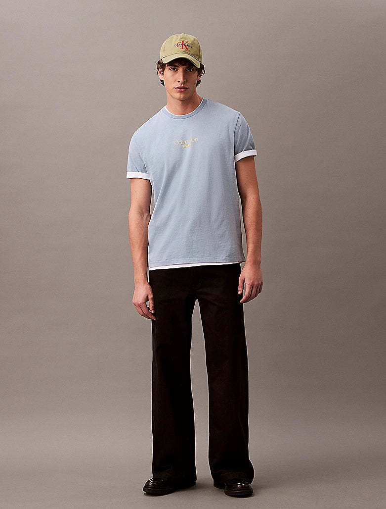 Calvin Klein Acid Wash Logo T-shirt - Fadded Denim