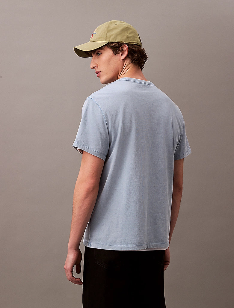 Calvin Klein Acid Wash Logo T-shirt - Fadded Denim