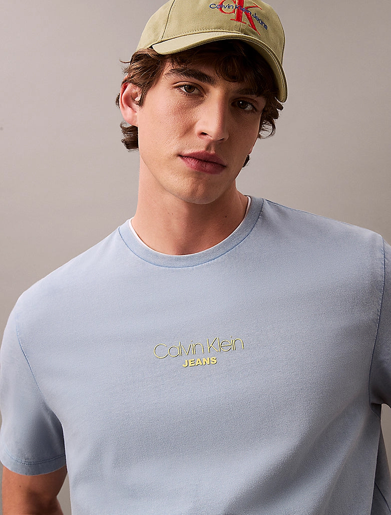 Calvin Klein Acid Wash Logo T-shirt - Fadded Denim