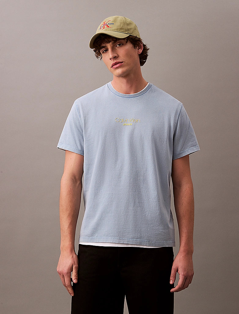 Calvin Klein Acid Wash Logo T-shirt - Fadded Denim
