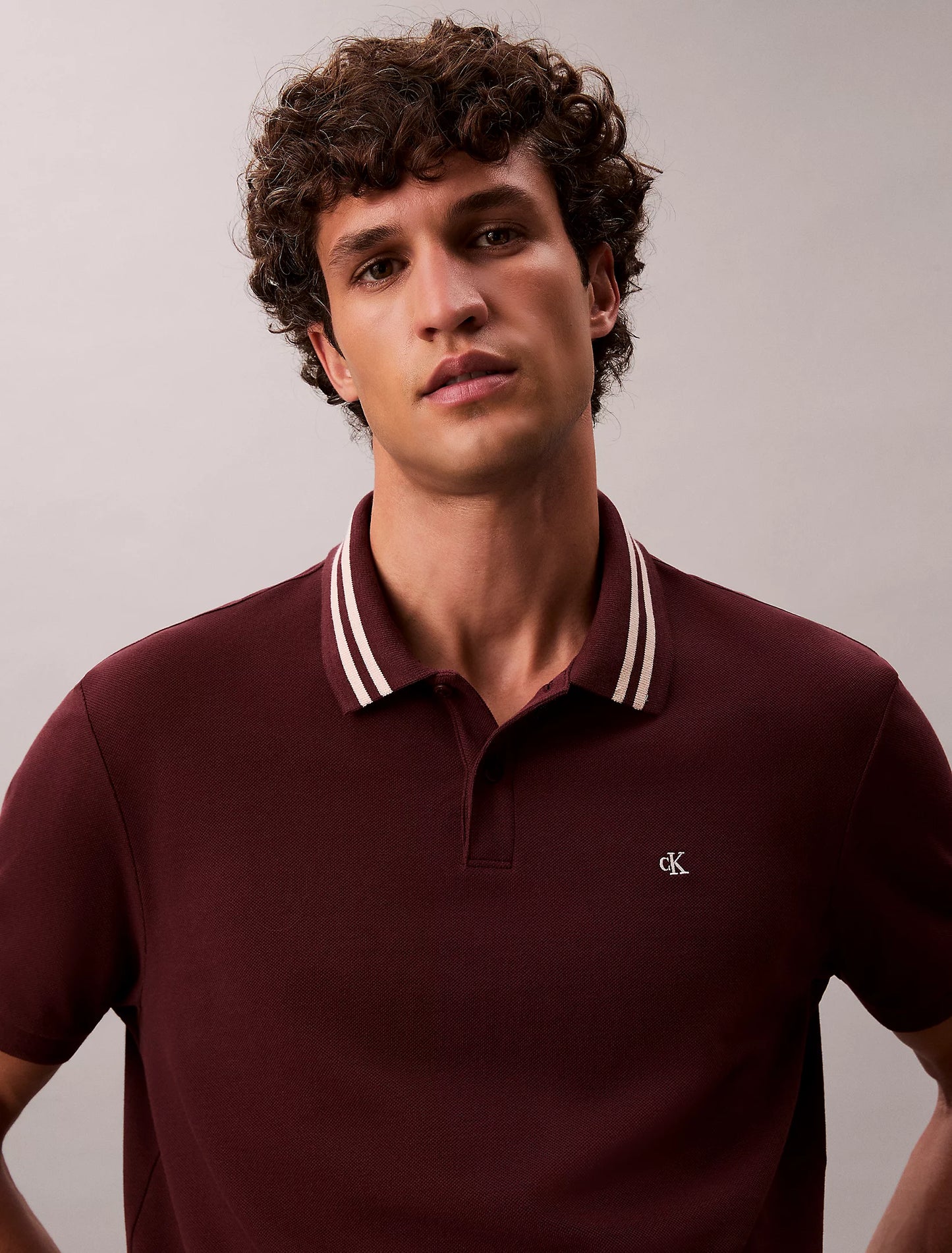 Monogram Logo Pique Tipped Classic Polo Shirt - Moroccan Brown