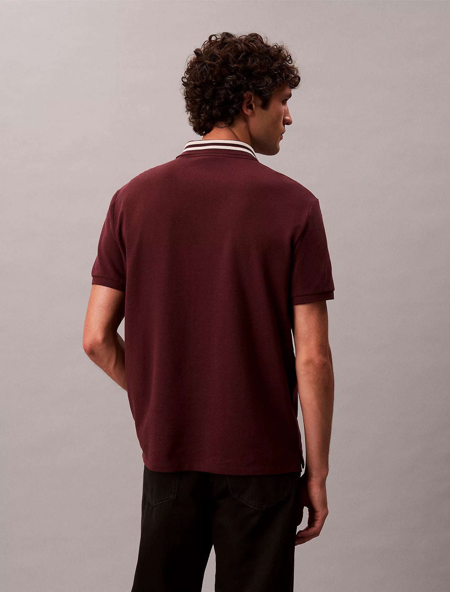 Monogram Logo Pique Tipped Classic Polo Shirt - Moroccan Brown
