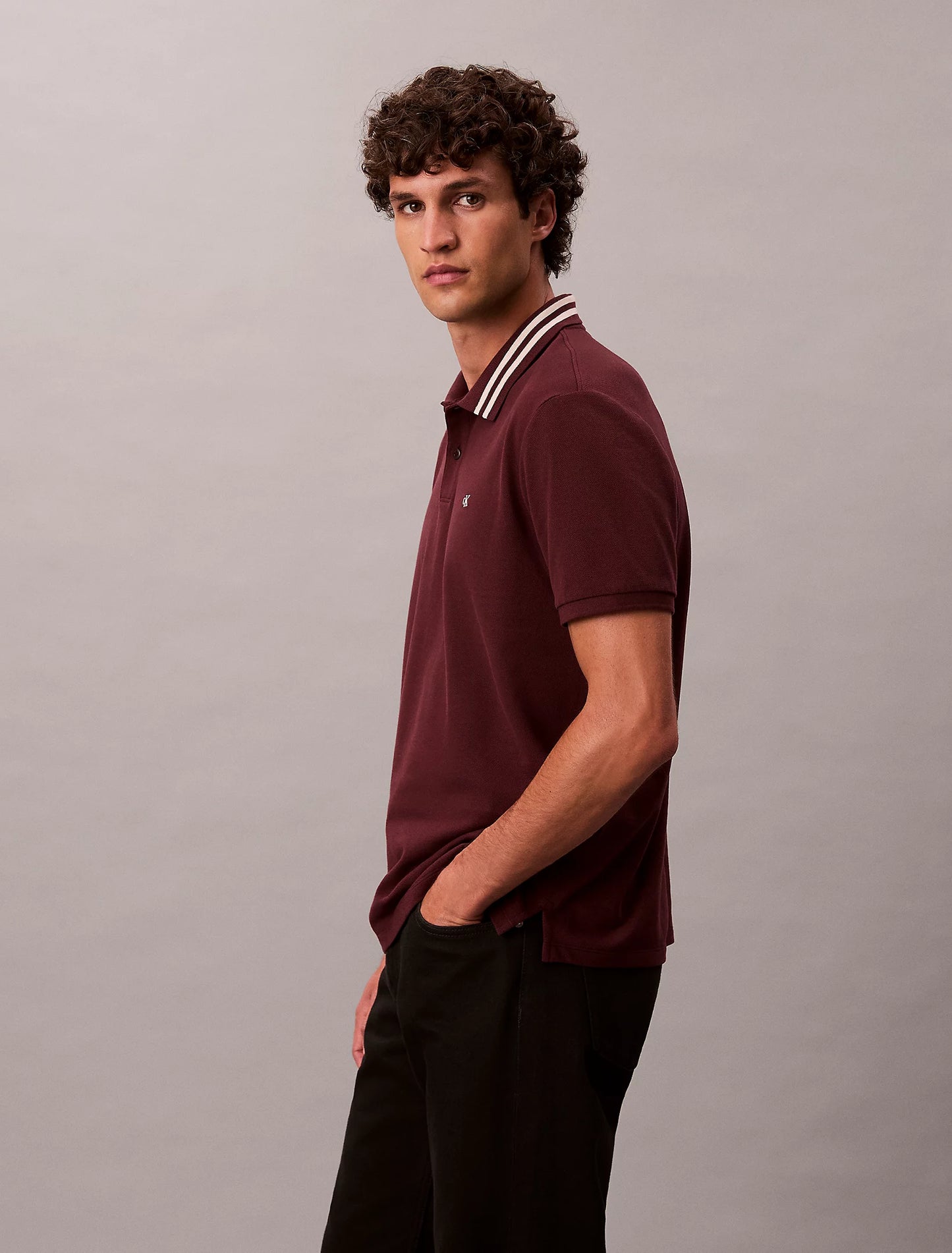 Monogram Logo Pique Tipped Classic Polo Shirt - Moroccan Brown