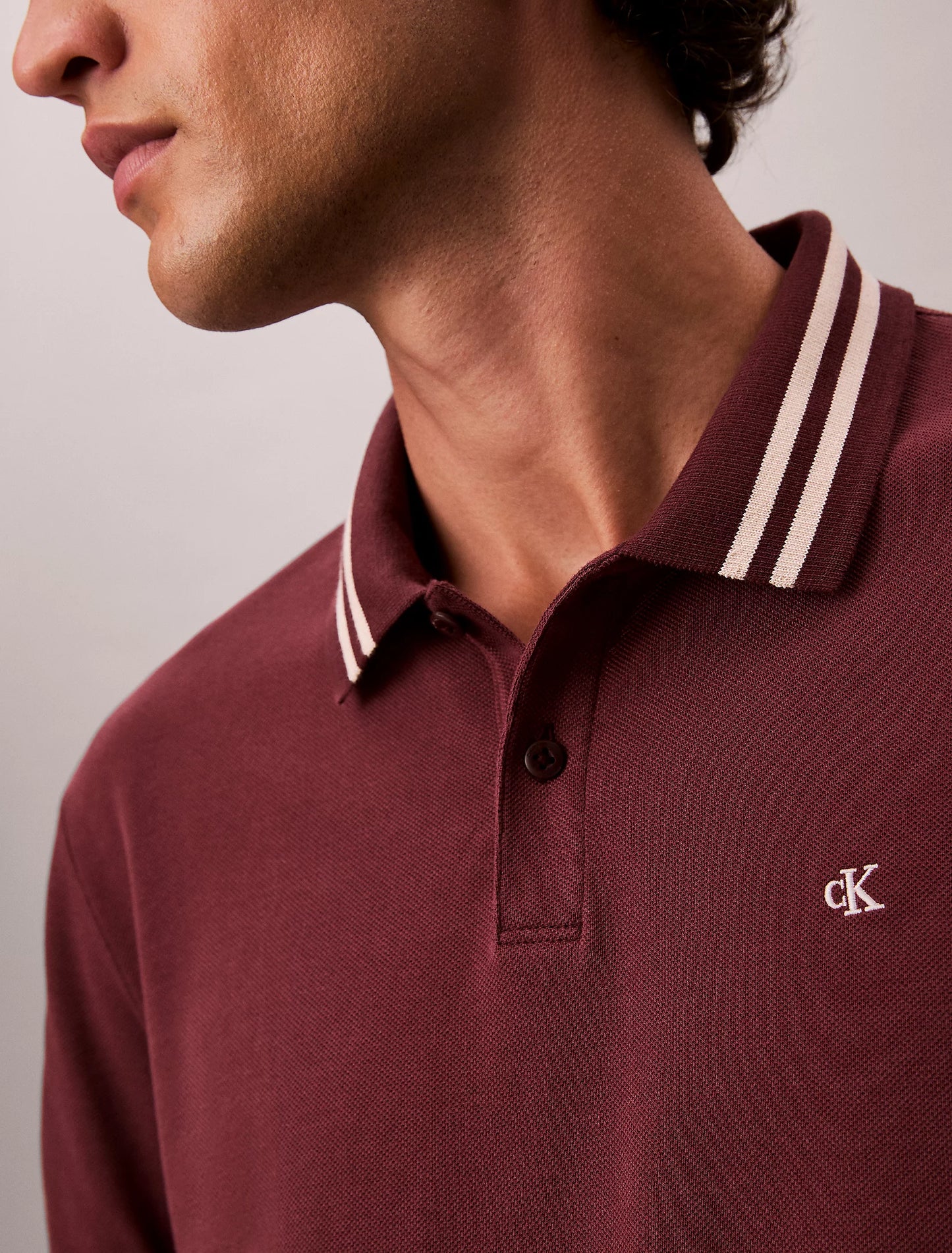 Monogram Logo Pique Tipped Classic Polo Shirt - Moroccan Brown