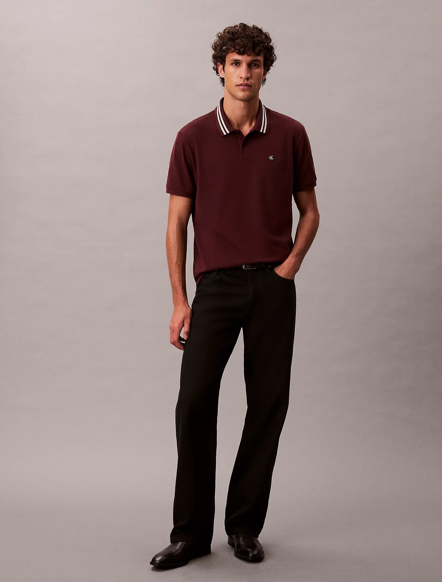 Monogram Logo Pique Tipped Classic Polo Shirt - Moroccan Brown
