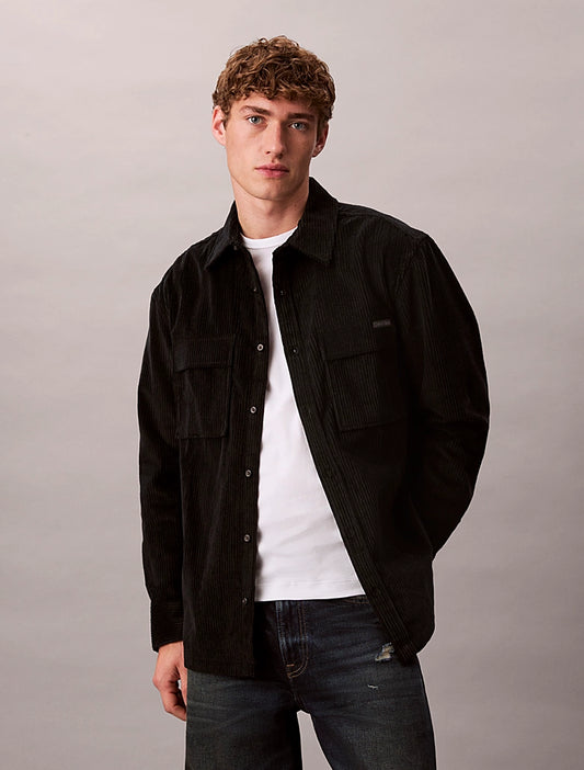CK Corduroy Relaxed Button Down Shirt - Black