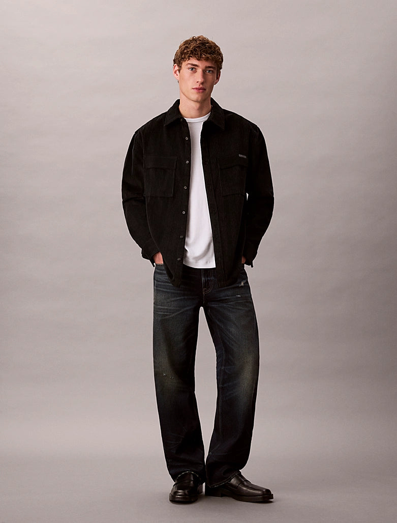 CK Corduroy Relaxed Button Down Shirt - Black