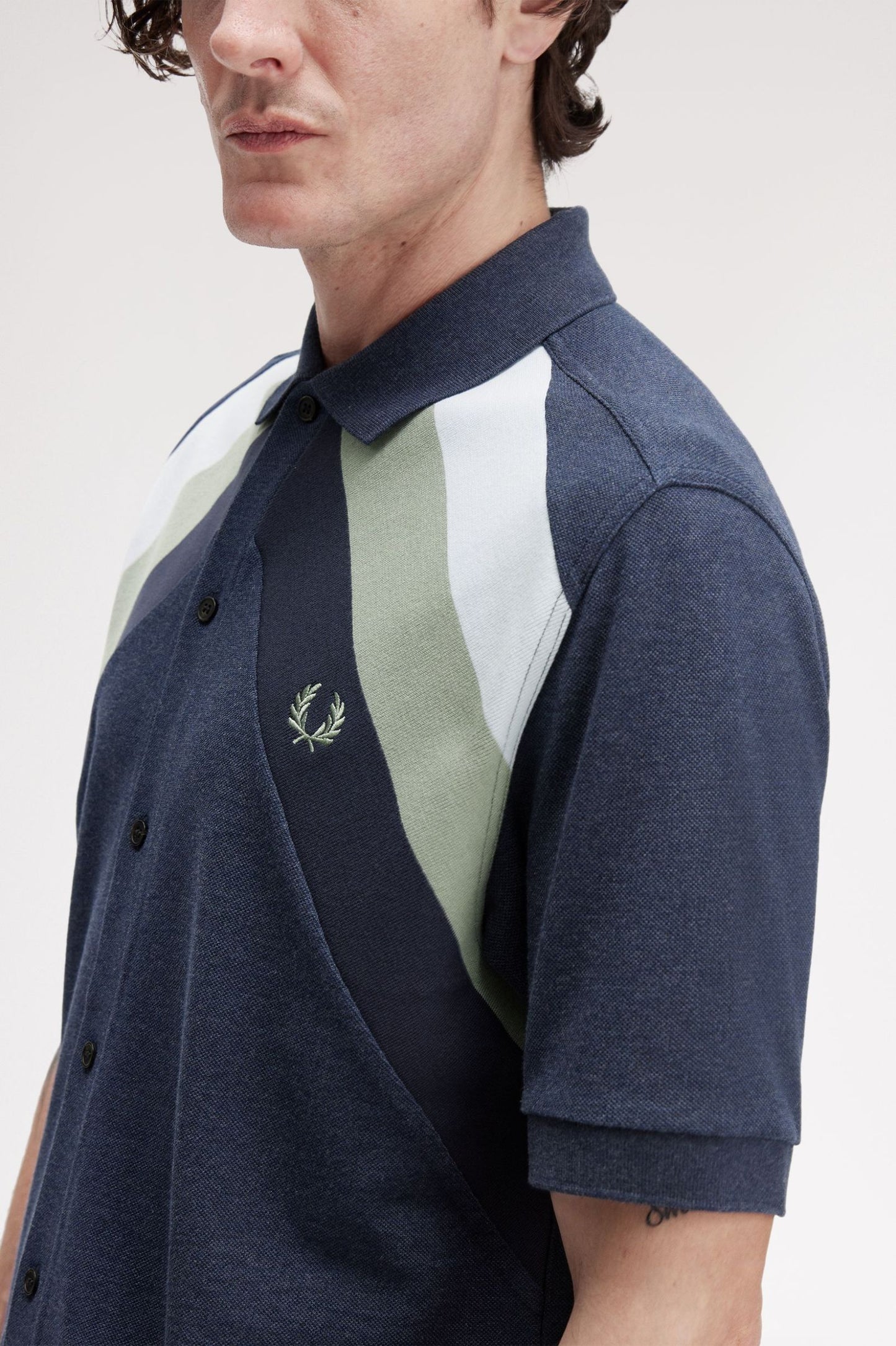 Striped Panel Button Thru Polo - Z81