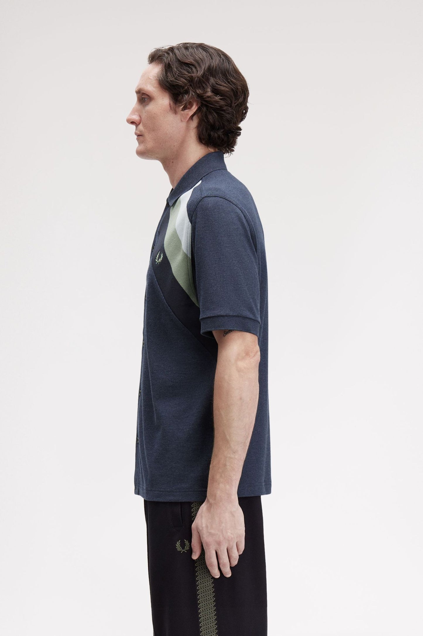 Striped Panel Button Thru Polo - Z81
