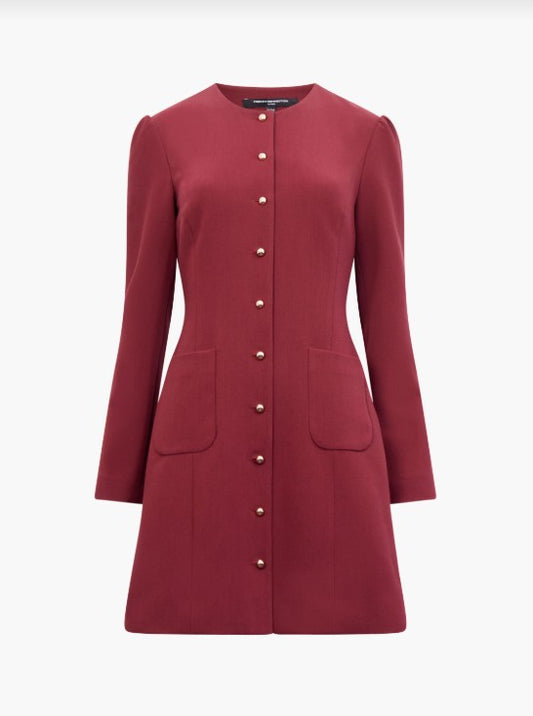 Celie Button - Through Dress - Bordeaux Red