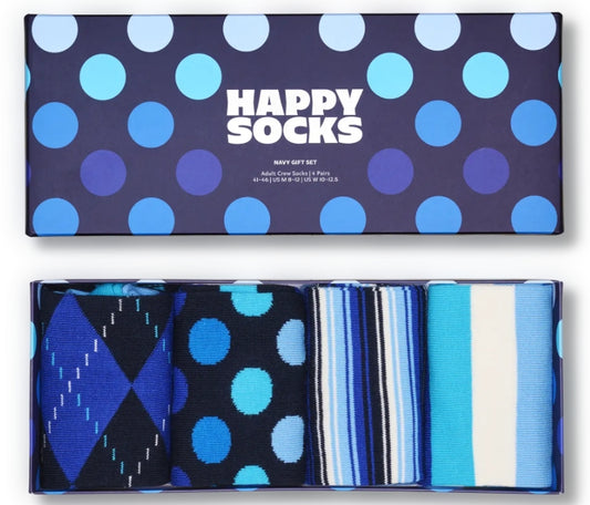 Happy Socks Navy Gift Set - 4PK