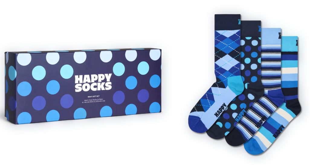 Happy Socks Navy Gift Set - 4PK