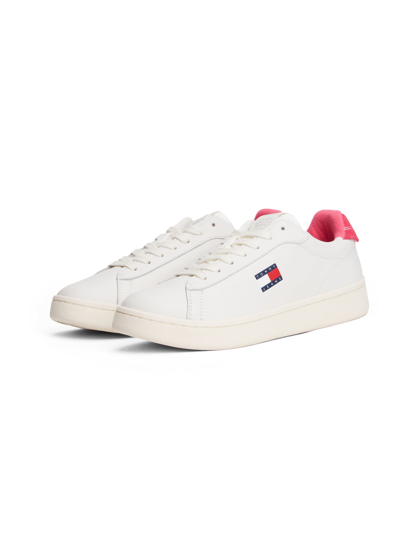 Leather Archive Court Trainers - Ecru/Vintage Cerise