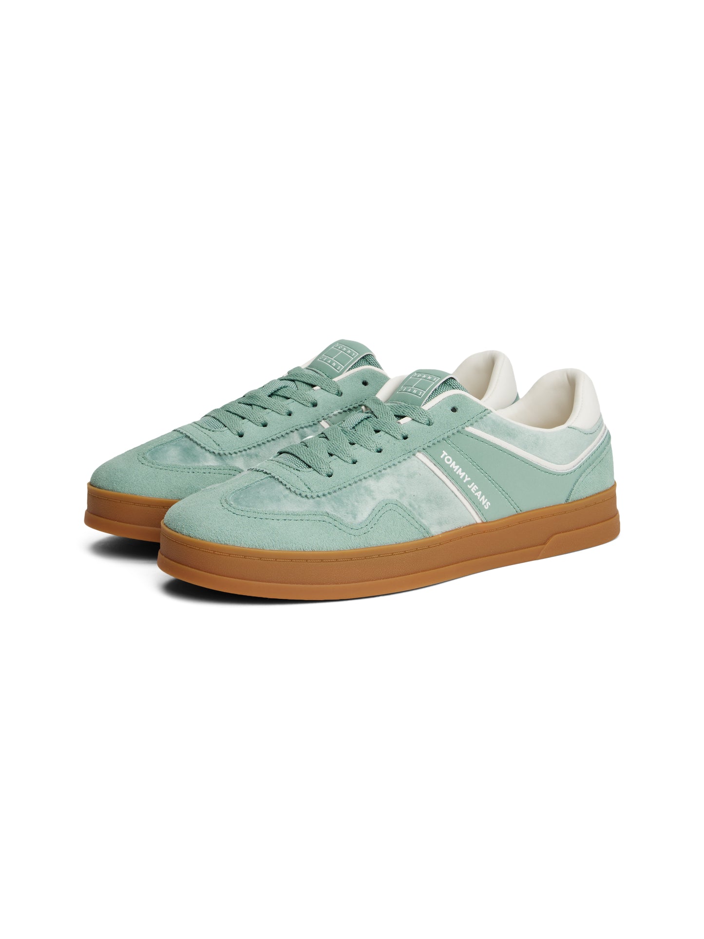 The Greenwich Suede Mixed Texture Trainers - Dusty Fern