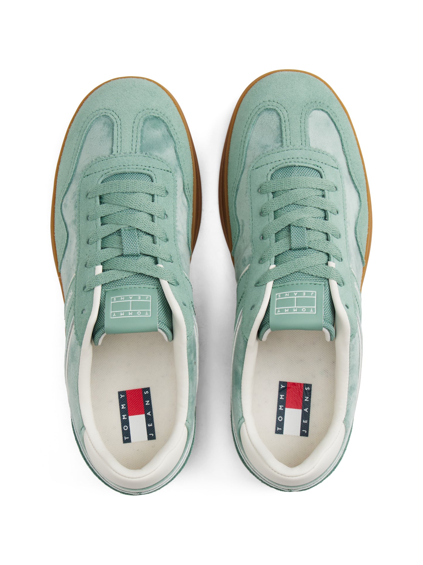 The Greenwich Suede Mixed Texture Trainers - Dusty Fern