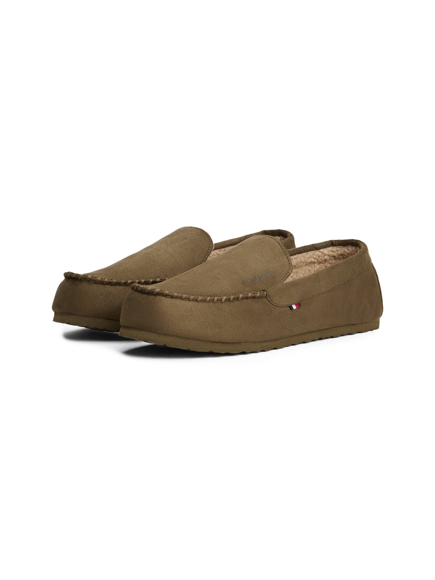 Suede Warm Lined Slippers - Army Green