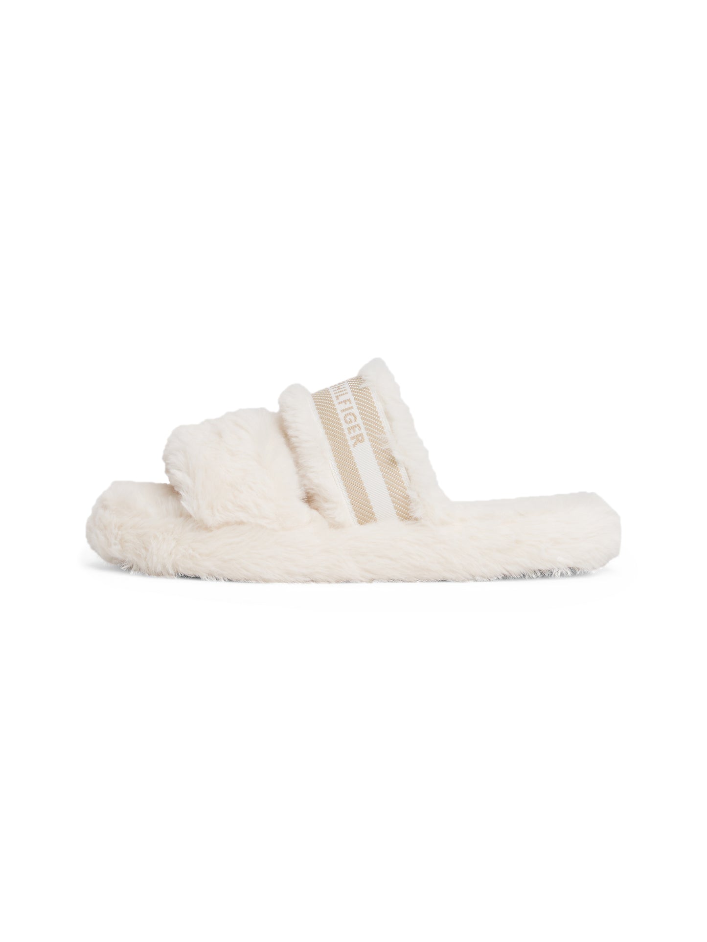 Cosy Fur Hilfiger Tape Slipper - Ancient White