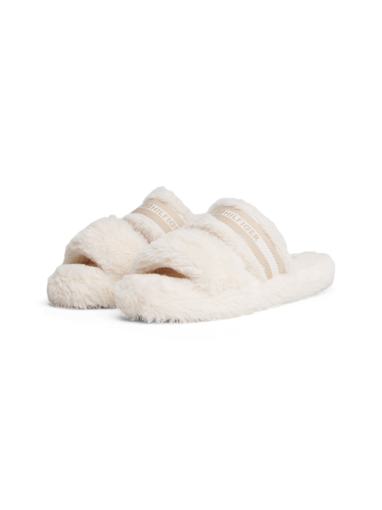 Cosy Fur Hilfiger Tape Slipper - Ancient White