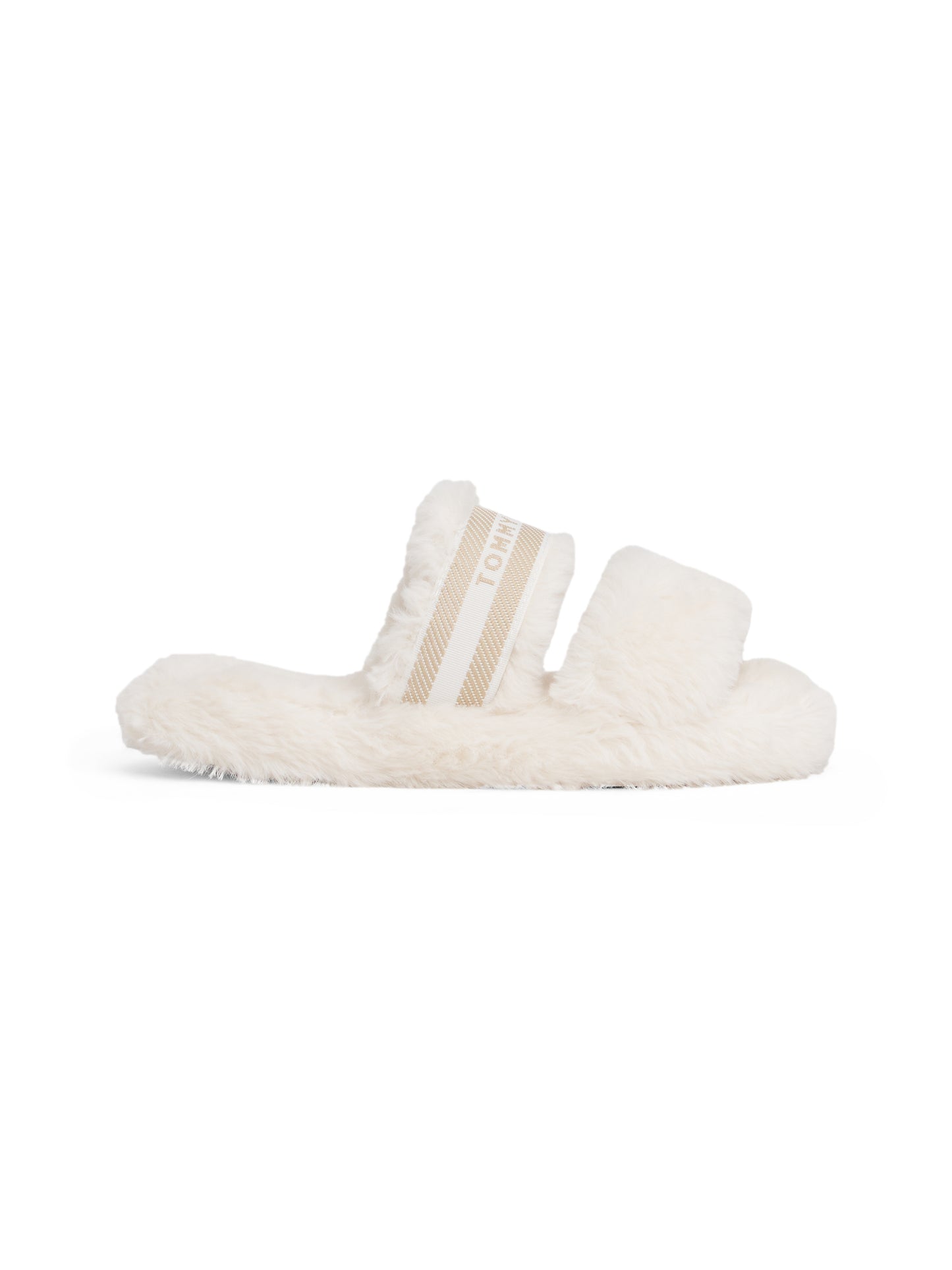 Cosy Fur Hilfiger Tape Slipper - Ancient White