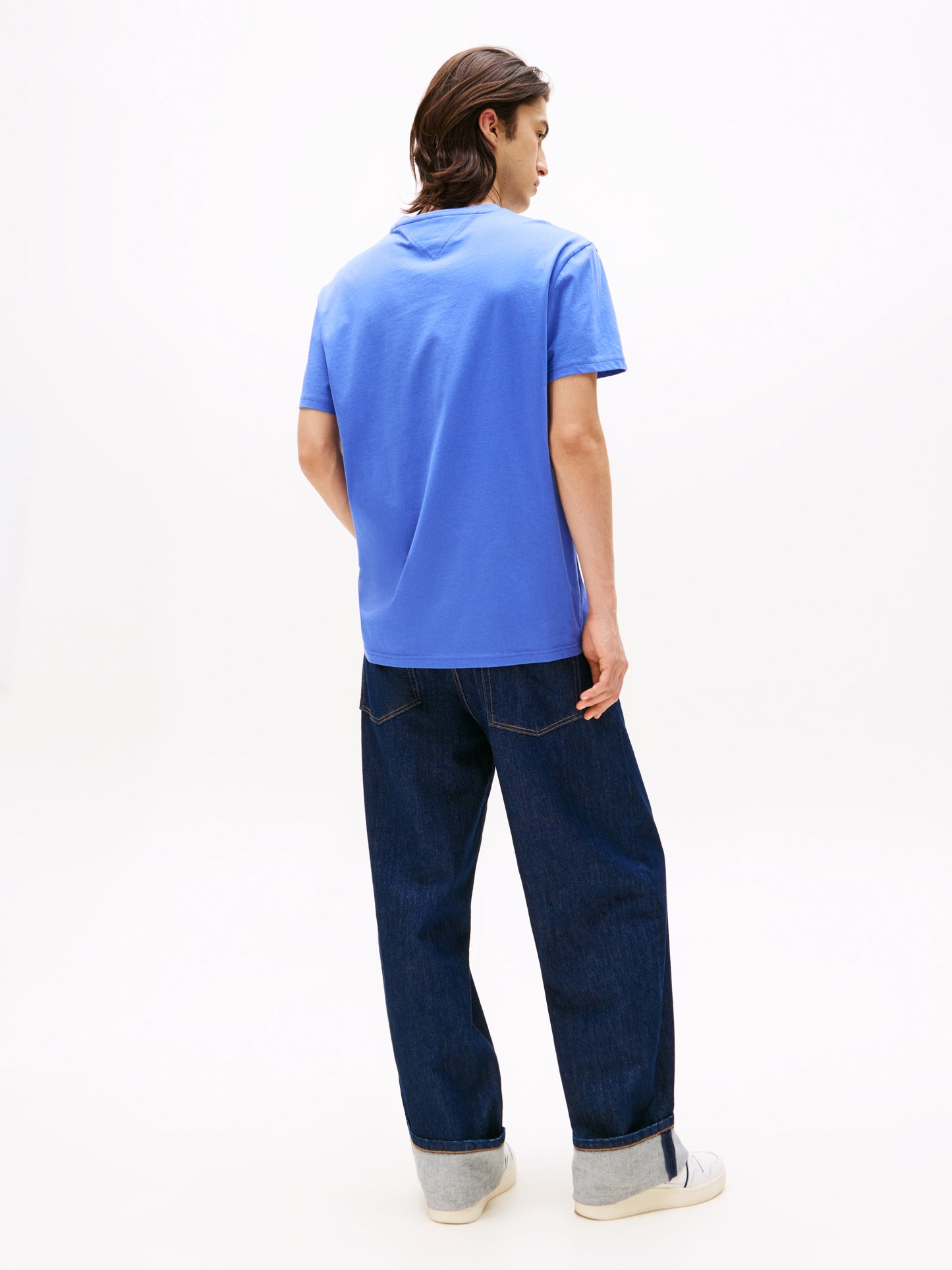 Linear Logo Embroidery Crew Neck T-Shirt - Soft Sapphire Multi