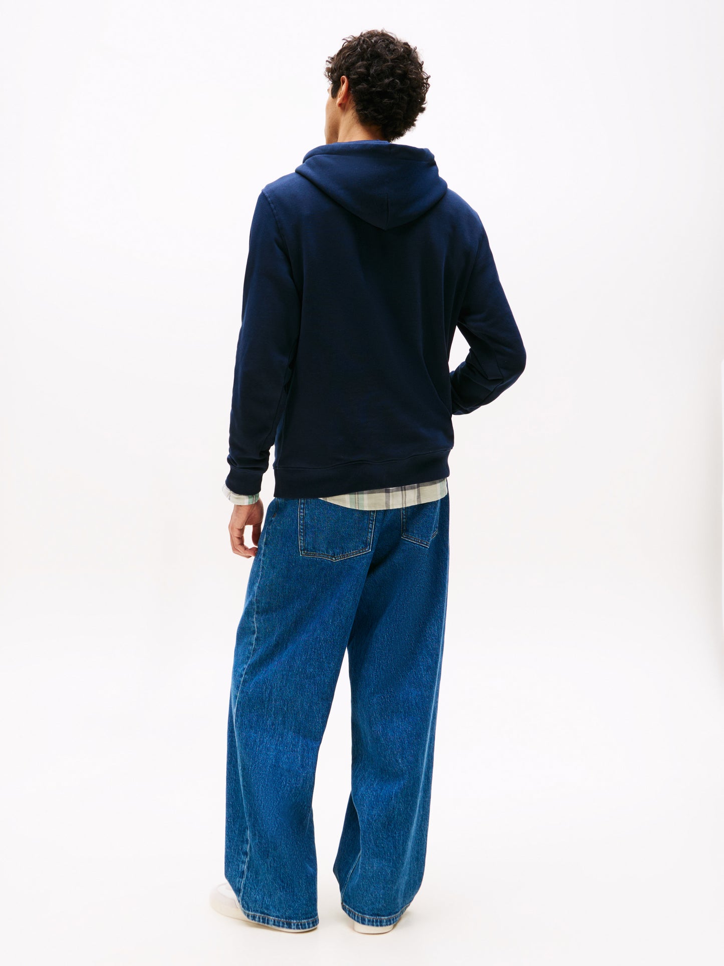 Linear Logo Embroidery Kangaroo Pocket Hoody - Dark Night Navy Multi
