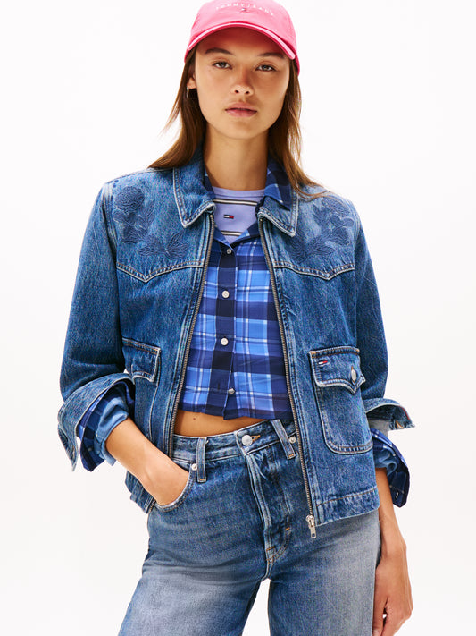 Regenerative Cotton Denim Coach Jacket - Denim Dark