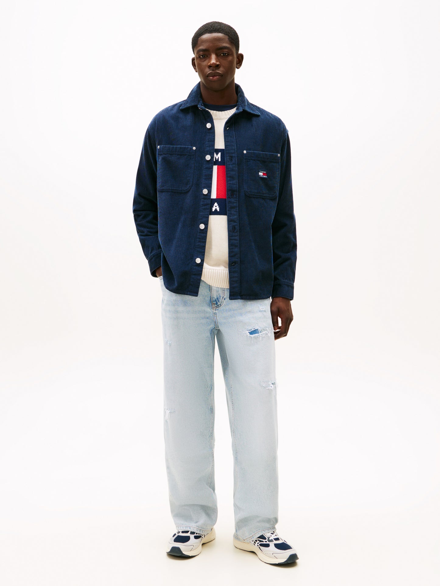 Logo Relaxed Fit Corduroy Shirt - Dark Night Navy