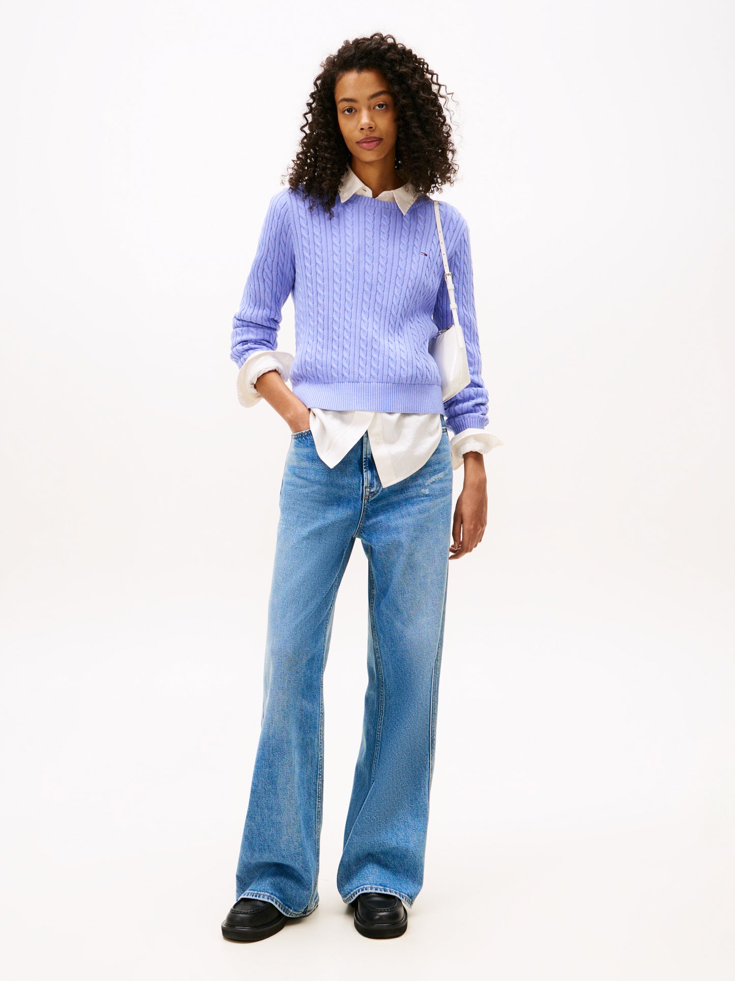 Essential Cable Knit Sweater - Vintage Iris