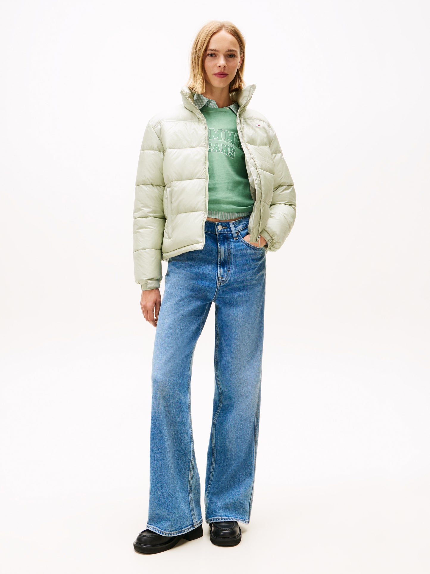 Packable Hood Relaxed Puffer Jacket - Misty Sage