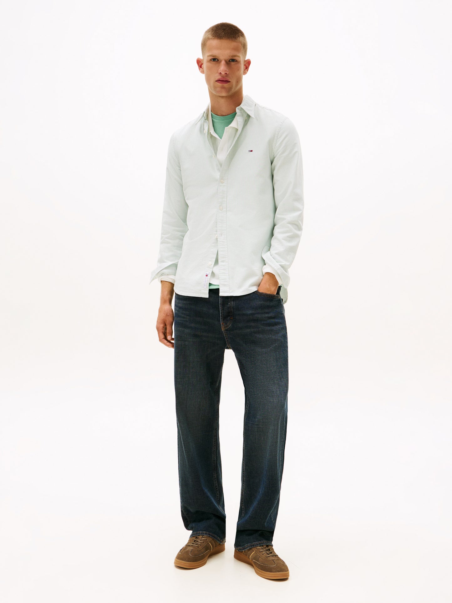 Slim Stripe Oxford Shirt - Cloudy Jade Stripe