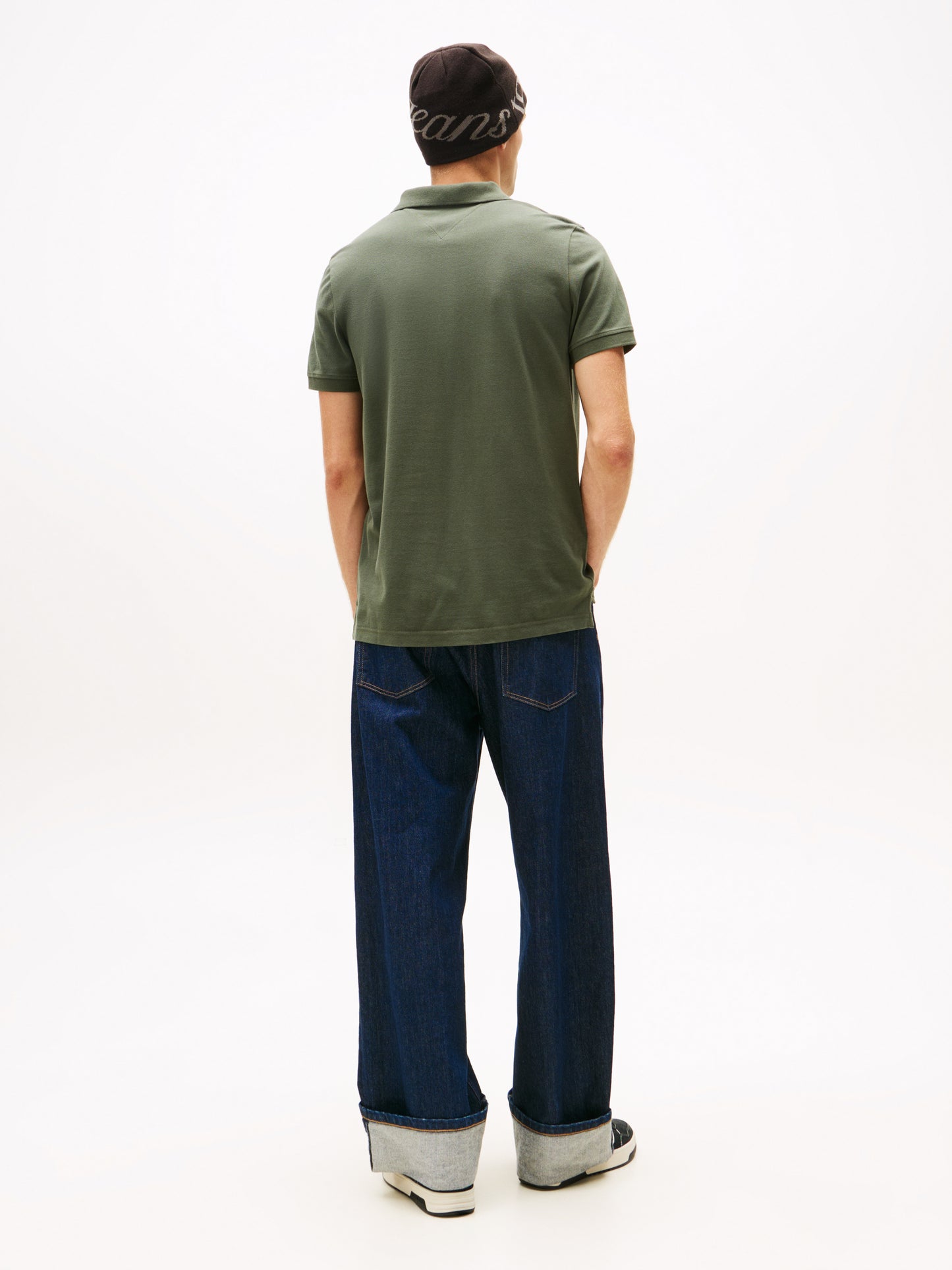 Flag Slim Placket Polo Shirt - Pewter Green
