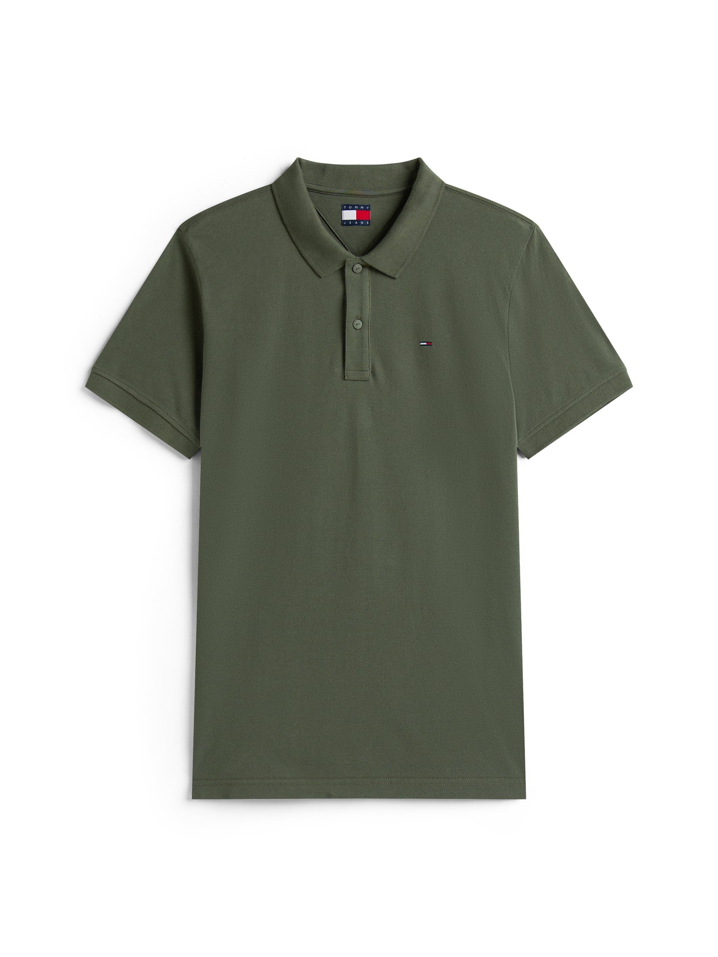 Flag Slim Placket Polo Shirt - Pewter Green