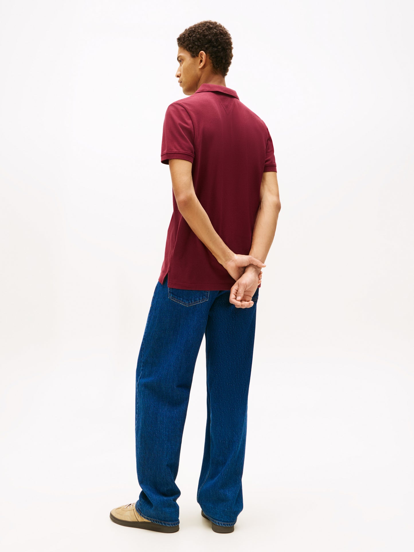 Flag Slim Placket Polo Shirt - Red Wine