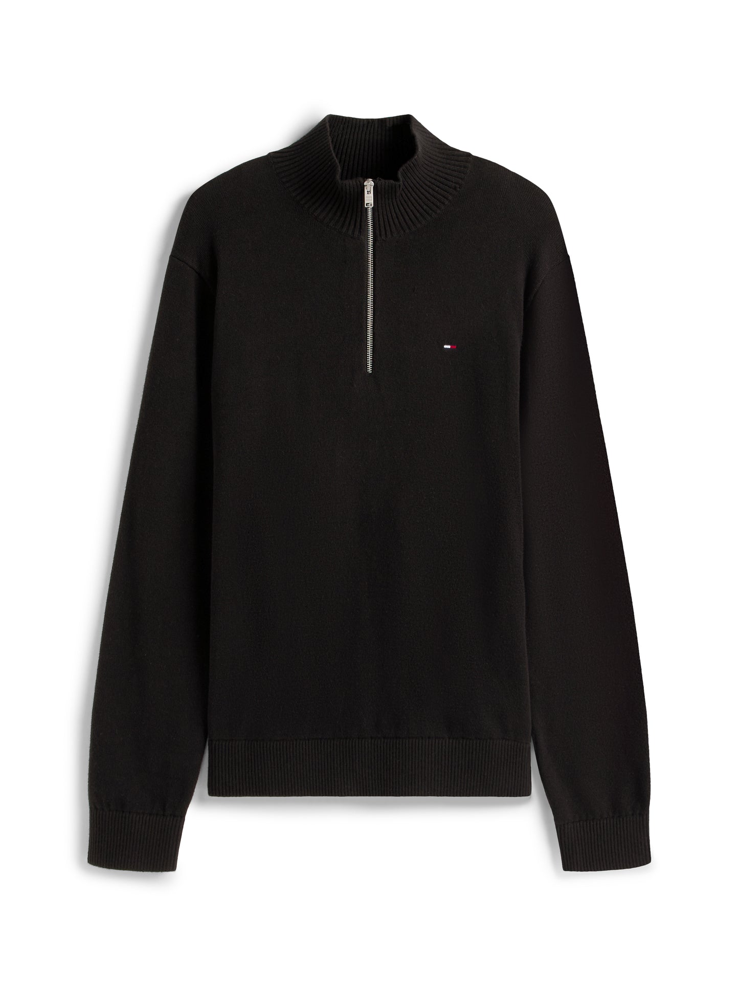 Tommy Jeans Slim Essential Light Cotton 1/4 Zip - Black