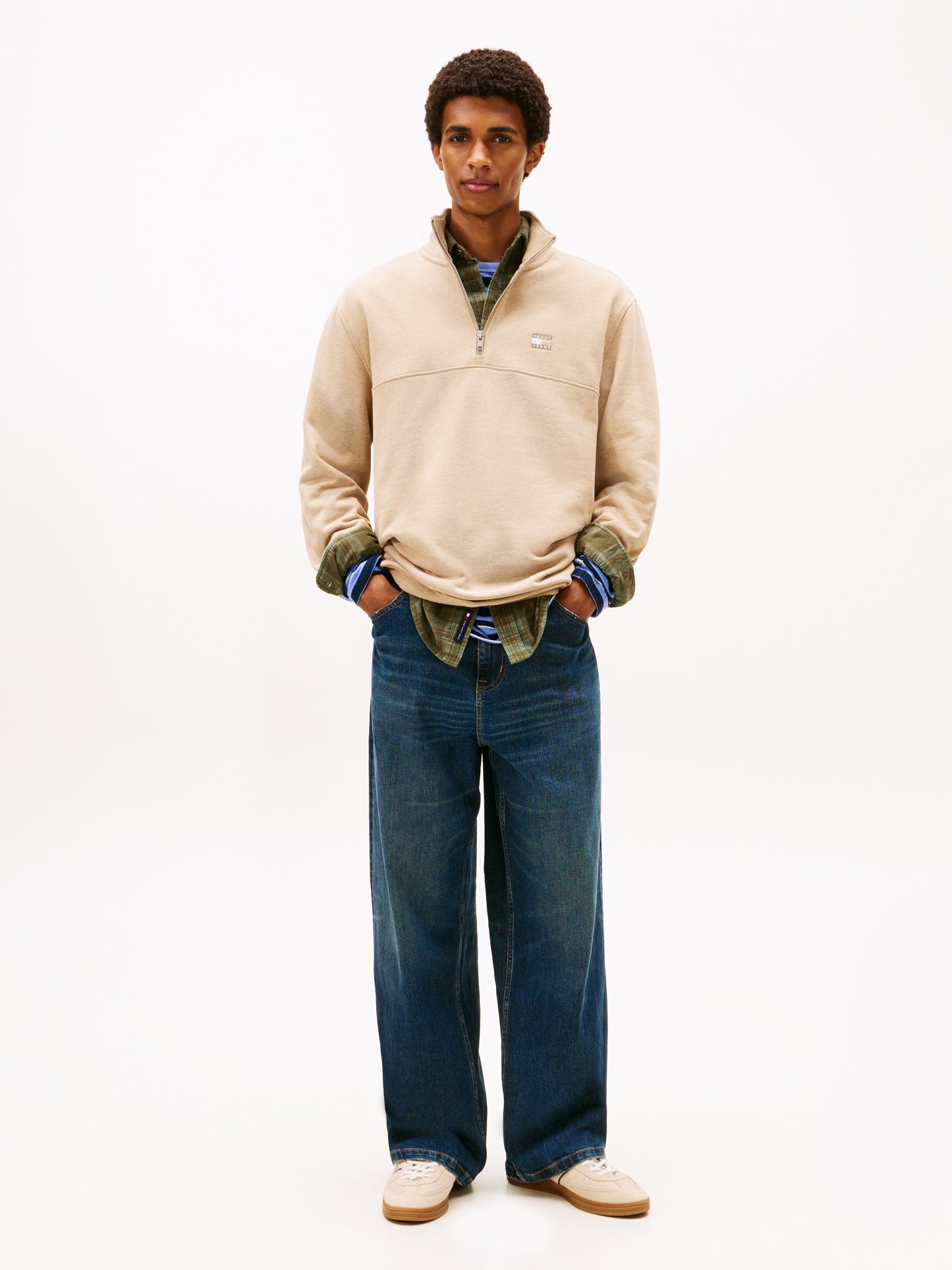 Tommy Badge Quarter-Zip Jumper - Dark Dune Heather