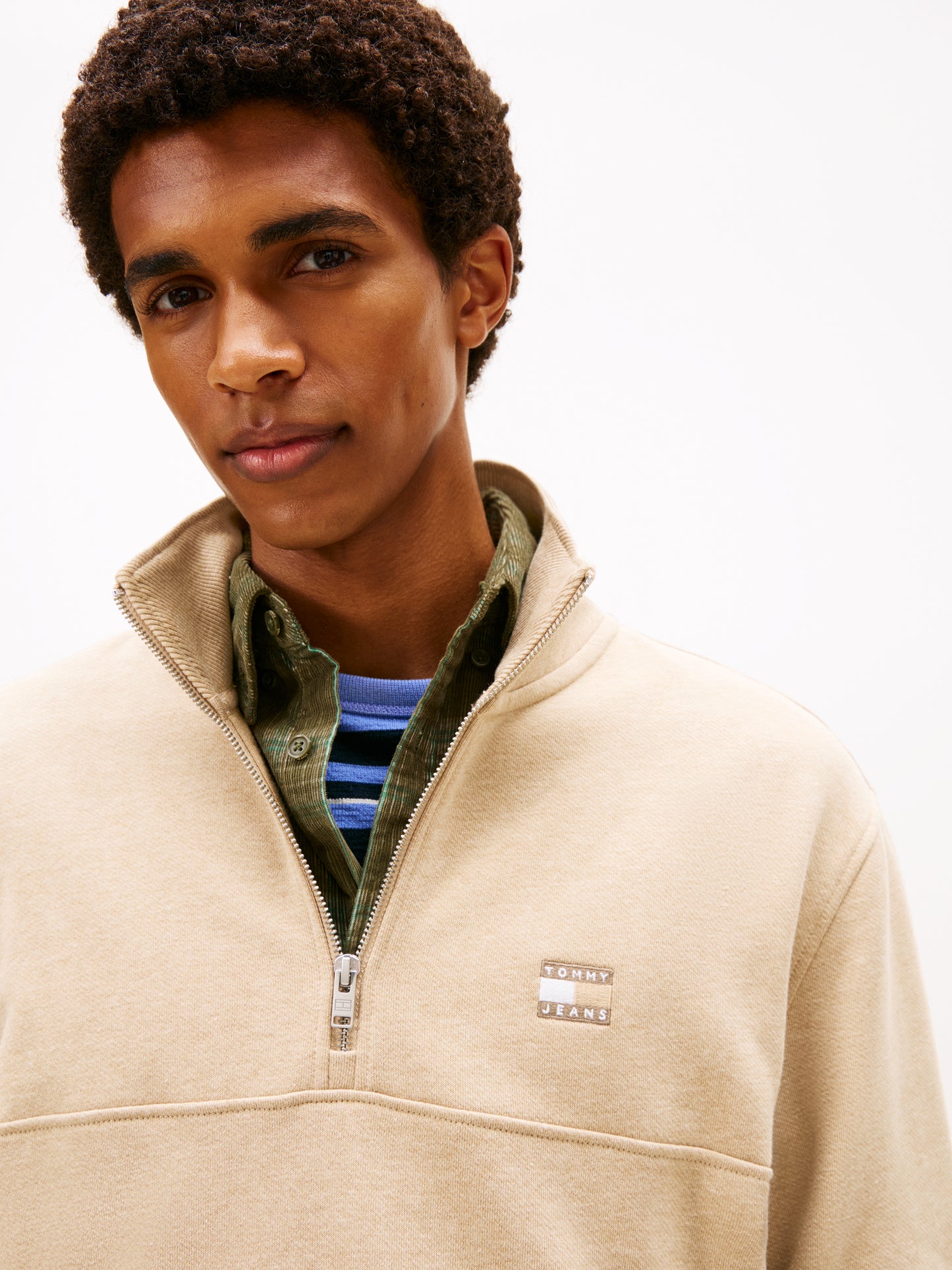 Tommy Badge Quarter-Zip Jumper - Dark Dune Heather
