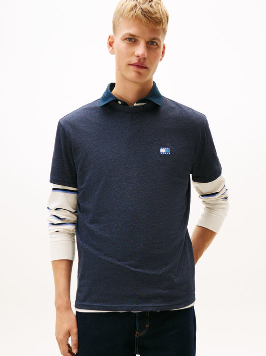 Tommy Badge Crew Neck T-Shirt - Dark Night Navy Heather