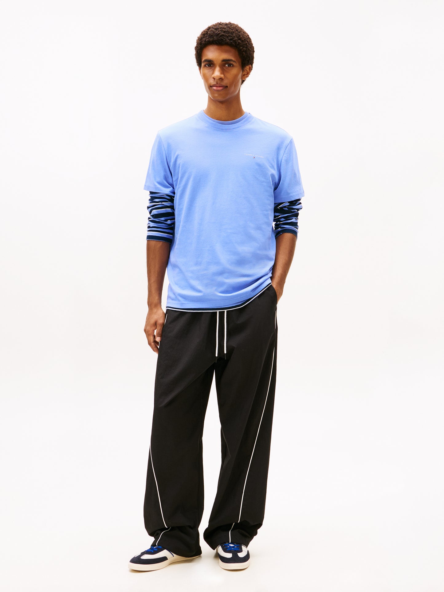 Linear Logo Slim Crew Neck T-Shirt - Light Horizon Blue