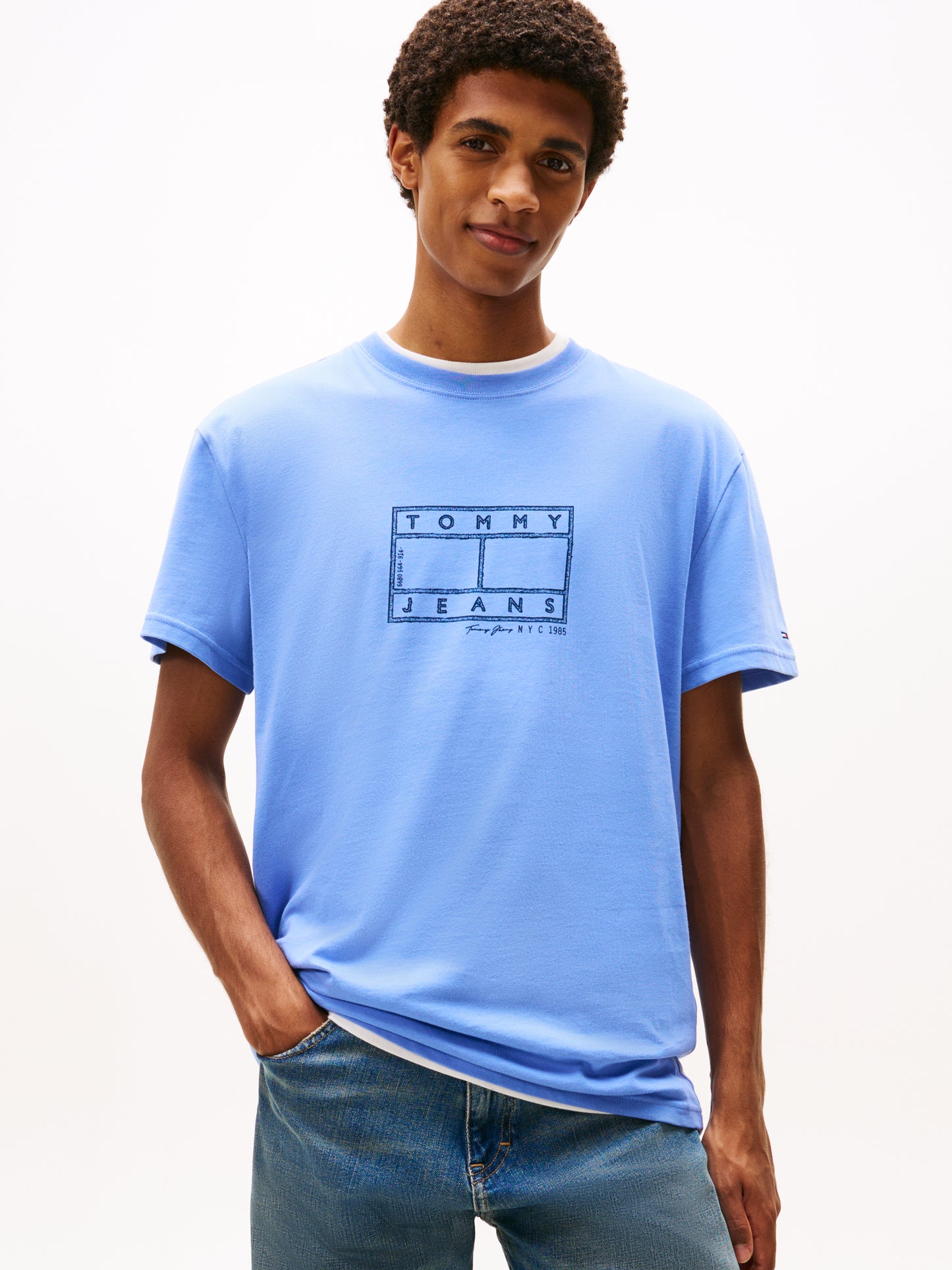 Logo Stamp Crew Neck T-Shirt - Light Horizon Blue