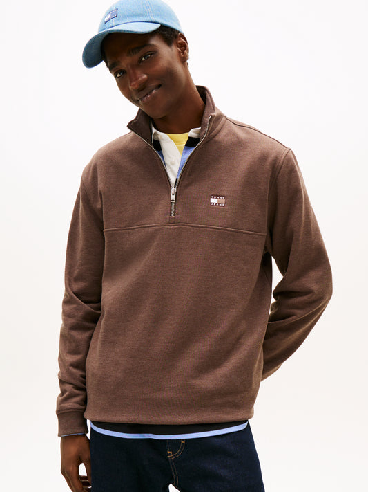 Tommy Badge Quarter-Zip Jumper - Black Walnut Heather